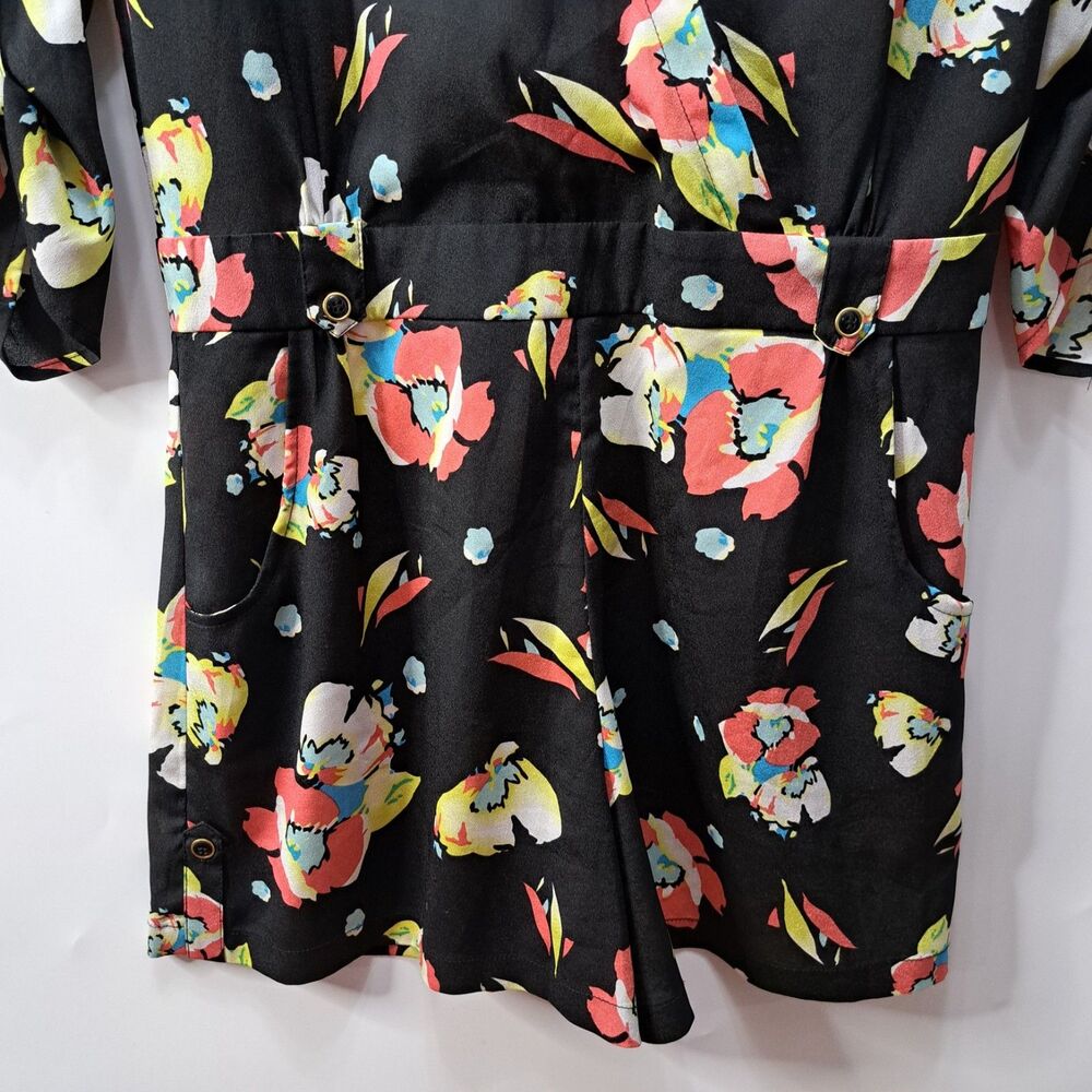 Yumi Kim Liz Women's Black & Multi Color Romper with Pockets Size XS - Picture 4 of 8